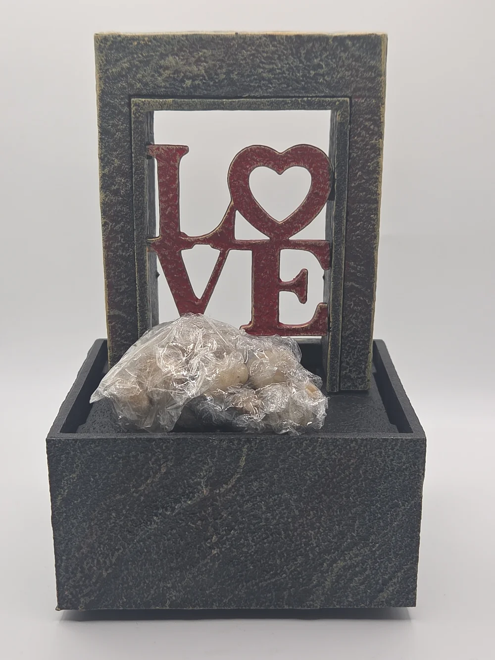 Decorative 'LOVE' Tabletop Fountain in Red and Black